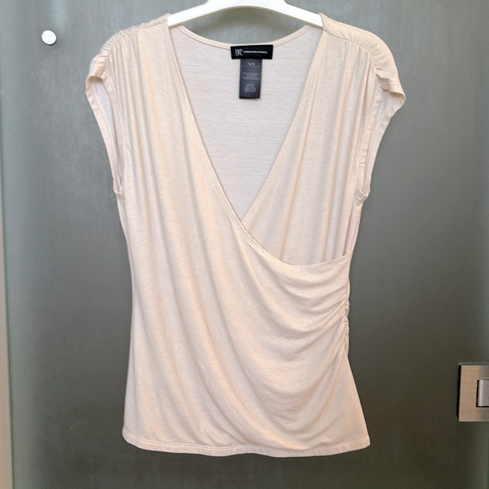 INC Sleeveless Top in cream with a gold shimmer